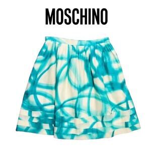 Moschino Silk Blend Blue Tye Dye Rings Full A-Line Skirt Size 6